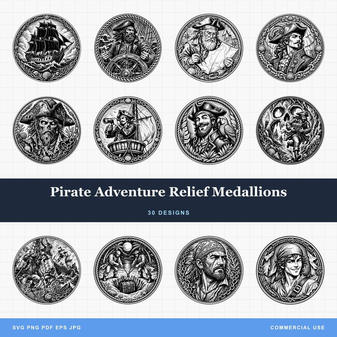 Pirate Adventure Relief Medallions