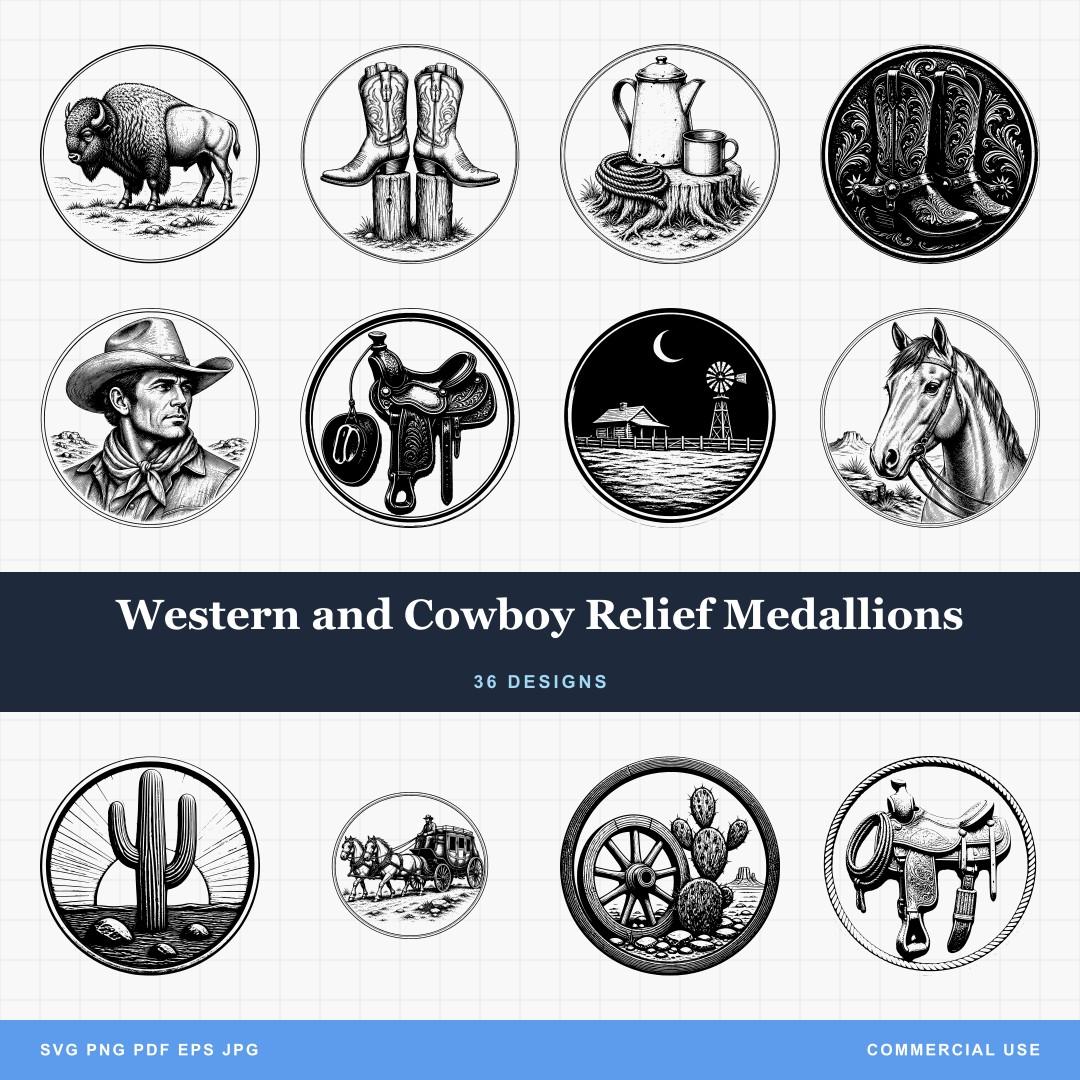 Western and Cowboy Relief Medallions