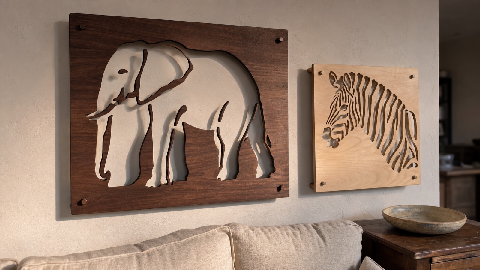 Elephant, Rhino, and Zebra SVG Designs for Statement Wall Art